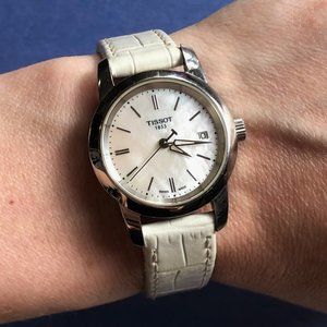 Tissot Mother of Pearl and White Leather Watch